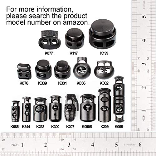 DYZD Plastic Cord Locks End Spring Stop Toggle Stoppers Multi-Colour (50PCS, Black)
