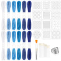 Booson 37 Pcs Sashiko Thread Kit Sashiko Needles Cotton Thimble Patterns - color: Blue