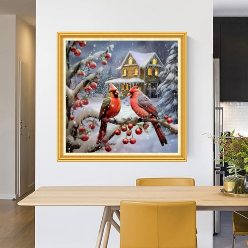 Foxhool Stamped Cross Stitch Kits,11CT Printed Cross Stitch Pattern Full Embroidery Kits for Beginner Needlepoint Kits-Little Bird Snow Scene 18x18 inch - color: Craftpatterns36