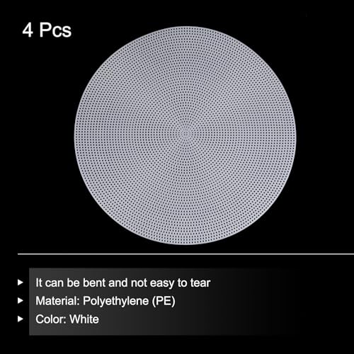 MECCANIXITY 4pcs 12" Plastic Mesh Canvas Sheet 10 Count Round Needlepoint Blank Canvas for Embroidery Knit Crochet Acrylic Yarn Crafting, White - size: 12"
