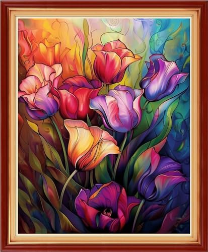 Artvxeay Stamped Cross Stitch Kits Beginners Full Range of Embroidery Starter Kits for Adults Printed Cross Stitching DIY Needlepoint Kit 11CT- Magical Flowers 16x20 inch - color: Color58