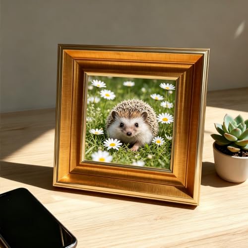 3x3 Gold Picture Frame, Real Glass, MDF, Black Backing, Wall/Tabletop - color: Gold, size: 3x3