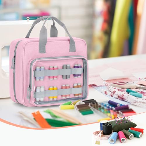LUXJA Sewing Storage Organizer with Folio Open Design, Pink - color: Pink