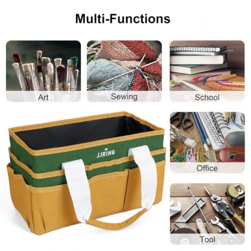 JJRING Craft Organizer Tote Bag Art Storage Caddy Deep Green and Yellow - color: Deep Green&Yellow, size: Small