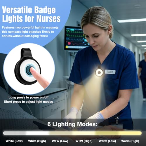 Rechargeable Nurse Lights Clip On for Night Shift, Badge Light - color: O-Black