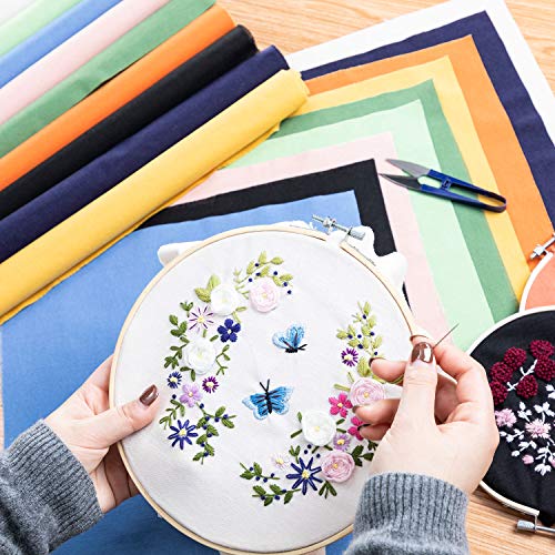 6 Pcs Linen Needlework Fabric, Square Embroidery Fabric 9 Colors Stitch Cloth for Garment Crafts and Decoration Embroidery Project - color: Lily White, size: 12 * 12 inch