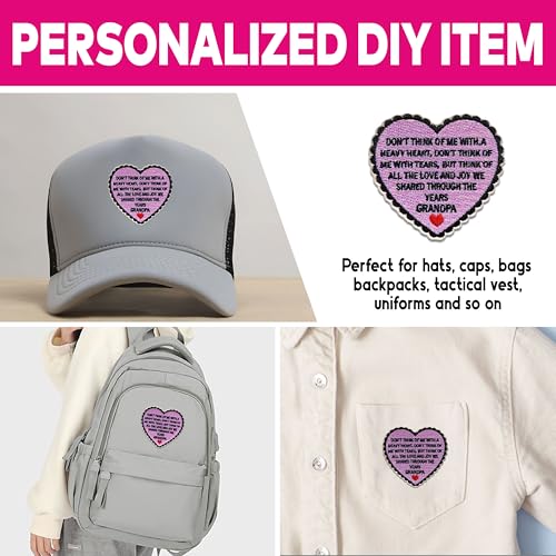 Loving Memorial Family Patch 3 Inches Memory Heart Family Memories Gifts Remembrance Iron On/Sew On Embroidery Fabric Applique Patches for Trucker Hats Clothes DIY Accessories (Style 3, Grandpa) - color: Style 3, size: Grandpa