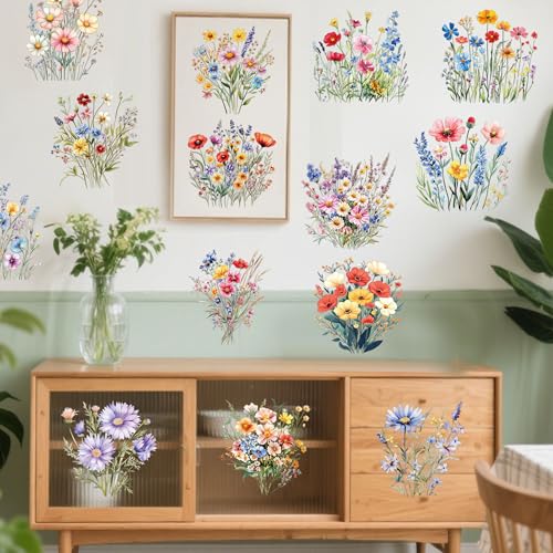 16 Pcs Wildflower Rub-On Transfers for Furniture & Crafts, 6 x 6 Inch - style: Wildflower