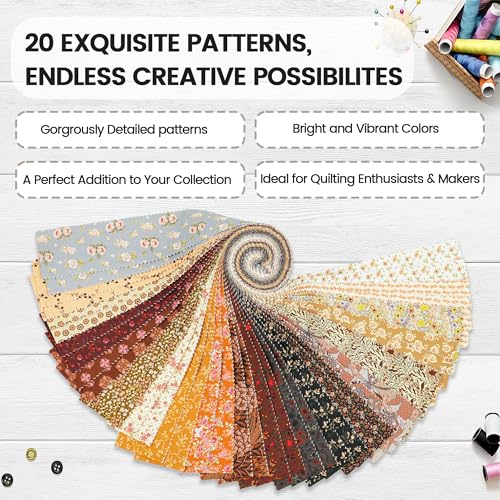 Craftido-20 Options-100% Cotton Jelly Roll Fabric Precut Strips for Quilting, Crafting, and Sewing, 40 Strips 2.5" x 44" Assorted Bundles for Rug, Quilt Project, DIY Craft and Home Decor-Autumn Bounty - color: Autumn Bounty