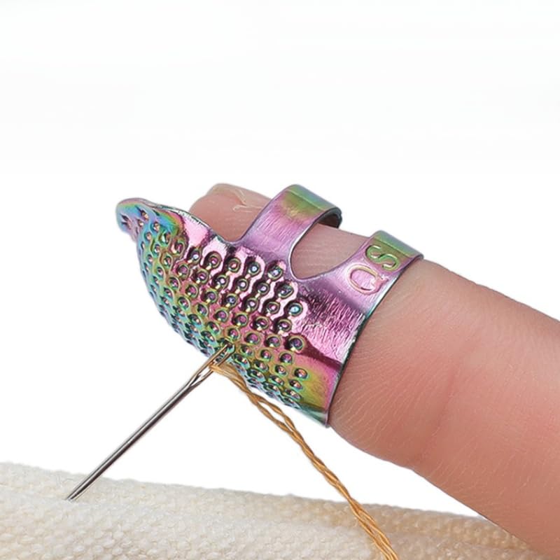 2PCS Adjustable Zinc Alloy Sewing Thimbles Finger Covers - Hand Working Making Fingertip Protectors (Chroma M) - color: Chroma M