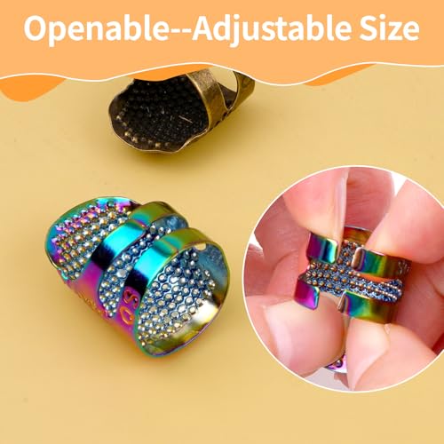 6 Pcs Sewing Tools, Thimble Kit for Hand Sewing, Metal Finger Protectors for Hand Embroidery Needlework