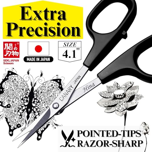 CANARY Professional Paper Scissors 4" [Extra Pointed Tips], Mini Precision Scissors for Cutting Art, Kirie Paper Cut Art, Made in Japan - size: Papercutting Art (Professional)