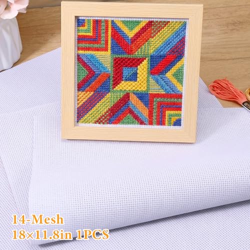 Needlepoint Canvas, 18" x 12", 14 Mesh White Blank Cloth Needle Point Canvas Polyester Cotton Embroidery Blank Cloth Needlepoint Supplies for Knit Crochet Projects (2 Pack) - size: 17.7 x 11.8 inches