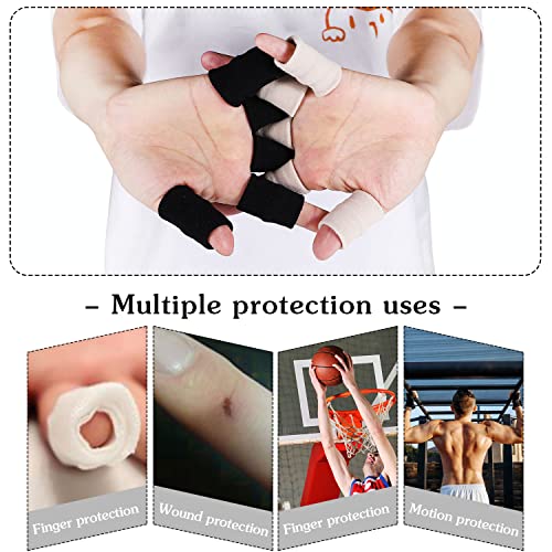 20 Pcs Finger Sleeves Protectors, Elastic Sport Finger Sleeves, Black/Nude - color: Black, light skin tone