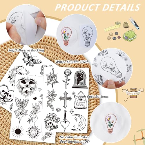 Gothic Water Soluble Stabilizer Embroidery Patterns, 3 Sheets - color: Flower972 Gothic