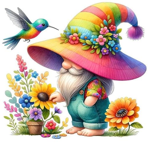 Gnome Stamped Cross Stitch Kits - Counted Cross Stitch Kits for Beginners Adults Needlepoint Cross-Stitch Patterns Dimensions Needlecrafts Embroidery Kits Arts and Crafts13.8inX13.8in - color: Cross Stitch-0331-4