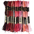 12 Skeins 105 Yards Embroidery Thread Variegated Cross Stitch Floss Bulk 6 Ply Polyester Yarn Colorful Red Friendship Bracelet String for Sewing Making Needlecraft Knitting Clothes Stitching - color: Dark Red