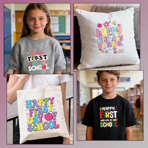 Rngmsi Dtf Transfers Ready to Press - 24 Pcs First Day of School Iron on Patches for T-Shirts, Pencil Iron on Stickers Back to Schoo; Heat Transfer Vinyl Decals for DIY Fabric Clothes Decor - style: Back to School