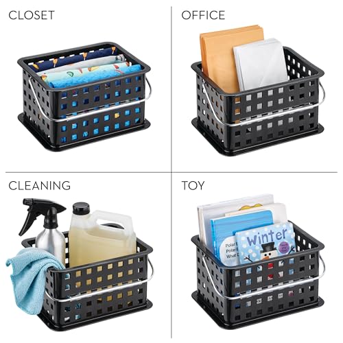 iDesign Plastic Shower Caddy Basket with Handle, Black - color: Black, style: Pack of 1