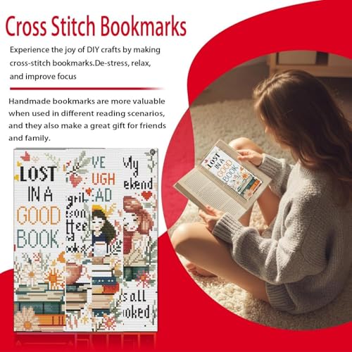 niurenmaoyi 4 Pack Coffee Bookmark Stamped Cross Stitch Kits for Beginner - color: Cross Stitch Kits0512-02
