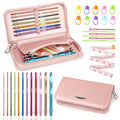 Coopay Crochet Hooks Set with Zipper Pouch, 16PCS Metal Crochet Needles - color: Pink