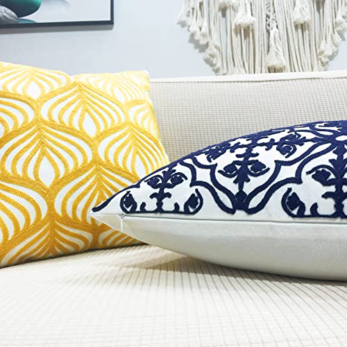 Slow Cow Embroidered Throw Pillow Cover 18 x 18 Inch Navy Blue - color: Navy Football, size: 18" x 18" (Pack of 1)
