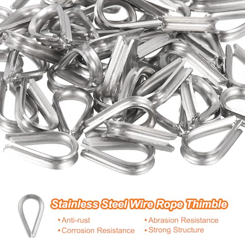 uxcell 50Pcs M2 Stainless Steel Thimble for 5/64" Dia Wire Rope, Wire Rope Cable Thimbles Rigging for Marine, Sunshade Sail, Fence - size: M2