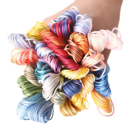 30 Skeins Variegated Mercerized Egyptian Cotton Rainbow Color for Embroidery Floss Cross Stitch Threads Friendship Bracelets Floss Craft Floss (30 Colors Set) - color: 30 colors set