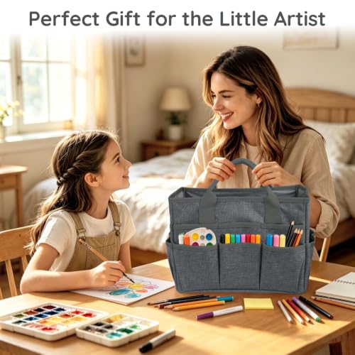 Art Supply Storage Bag,Craft Organizer Tote Bag for Craft Supplies - color: Gray