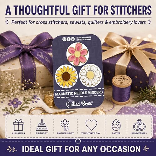 The Quilted Bear Magnetic Needle Minders, Small, Set of 3 Flowers - color: Flowers Multipack