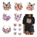 12PCS Delicate Watercolor Butterfly Flower Design Iron on Transfers - style: NF001