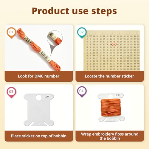 Embroidery Floss Organizer, Cross Stitch Thread Storage Box with Removable 14 Compartments Embroidery Thread Organizer Includes 120 Plastic Bobbins, Stickers, Bobbin Winder for DIY Sewing Crafts