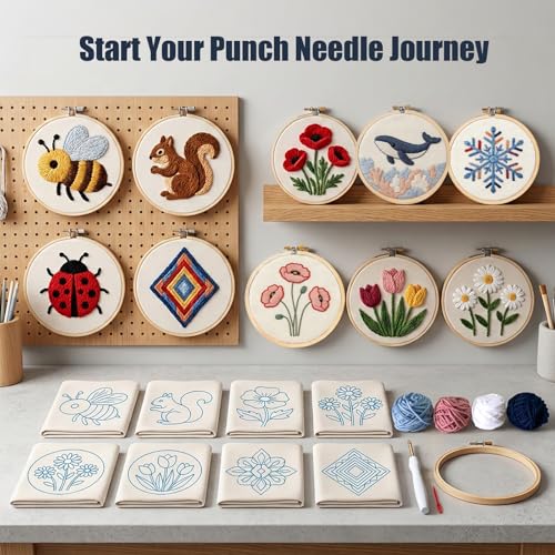 AohaiNova Punch Needle Kit for Adult Beginners,Punch Needling Set Geometry - color: 10-Geometry