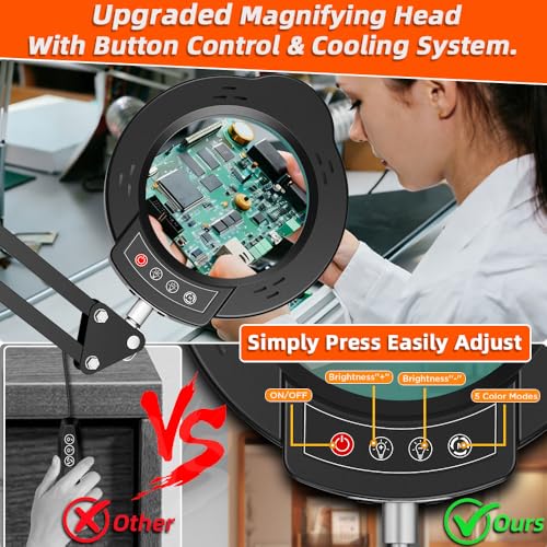 10X Magnifying Glass with Light and Stand 2-in-1 LED Lighted Desk Lamp - color: Black 2