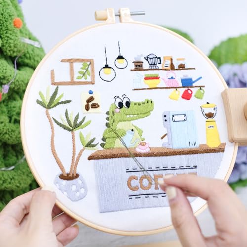 HAND U JOURNEY Embroidery Kit, 3Pcs,7.8" Original Cartoon Design - color: Carton Design