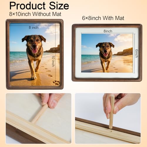 8x10 Solid Walnut Wood Picture Frame Matted to 5x7/6x8 - size: 8×10