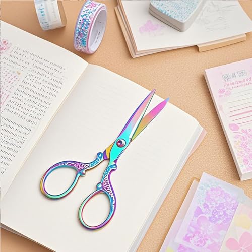 3.57 Inch Mini Embroidery Scissors, Small Vintage Sewing Scissors for Crafting, Precision Titanium Coated Sharp for DIY, Travel, Crochet, Thread Cutting (colorful) - color: Colorful