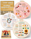 Beginner Embroidery Kit for Adults, Wildflower Patterns with Video Guide - color: Floral Garden