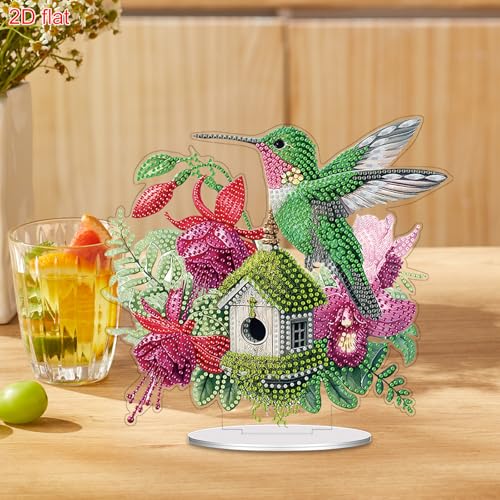 POETRYDRAW Diamond Art Ornament Desktop Kit Bird Flower, Stand Up Diamonds Painting Ornament for Adults, 5D DIY Special Diamond Gem Craft Tabletop Placement Board Kit - color: Bird Flower