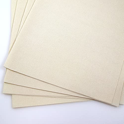 KCS 4/6 pc of 12" x 18" 18CT Counted Cotton Aida Cloth Cross Stitch Fabric (4 pc, Cream) - color: Cream, size: 4 pc