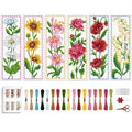 ACRNIGHEET 6PCS Cross Stitch Bookmark Kit for Beginner Flower Pattern Stamped Cross Stitch Kits for Adults Crossstitch Kits Adult Bookmarks with Instructions Hand Embroidery Craft Gift 8''x2.4'' 11CT - style: Floral patterns 1