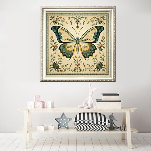 Leczany Cross Stitch Stamped Kit for Adults - Butterfly | DIY Embroidery Starter Patterns Craft Kit Needlepoint for Beginner | 11CT, 3 Strands | 17.2x17.2 inches - color: 11CT Stamped kits, Butterfly 17.2x17.2 inches