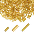 MECCANIXITY 2000pcs Glass Bugle Beads 4/6/9mm Long Tube Cylinder Beads - color: Gold
