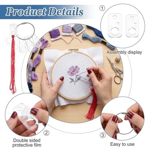 Clear Acrylic Bobbins with Hinged Ring Rectangle Acrylic Bobbins Cross Stitch Tread Bobbin's Sewing Thread Winding Thread Bobbin Organizers for Sewing Storage DIY Crafts