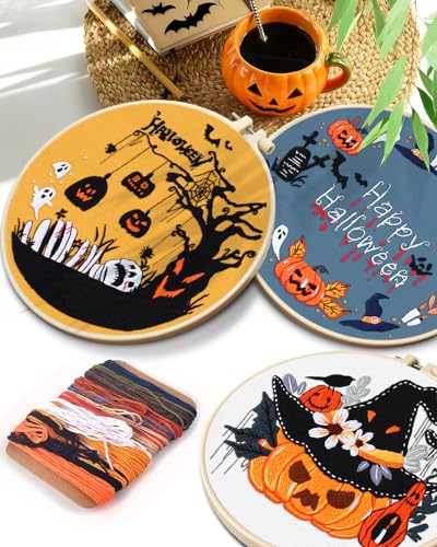 TINDTOP Halloween Embroidery Kit for Adult, Embroidery DIY Starter Kit - color: Halloween 5 Kits