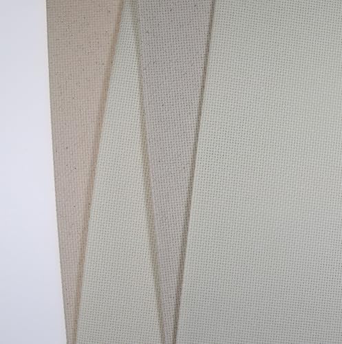 KCS 4 pc of 12" x 18"(30cmx45cm) 14CT Counted Cotton Aida Cloth Cross Stitch Fabric (Cream+Oatmeal) - color: Cream+oatmeal