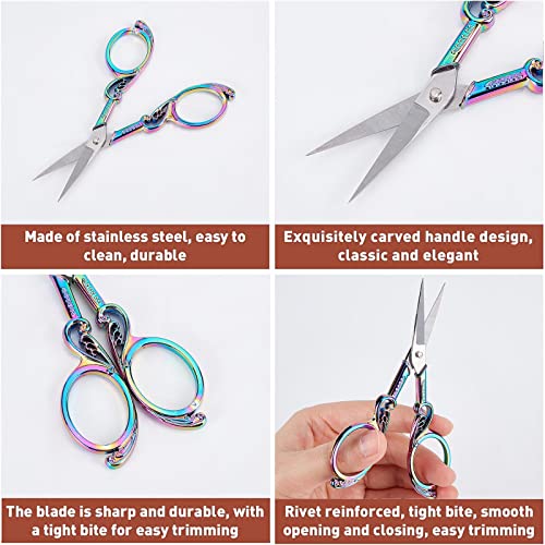 SUNNYCLUE 1Pc Small Embroidery Sewing Scissors Detail Shears Vintage Sharp Tip Scissor Stainless Steel Scissors for Cutting Fabric Craft Knitting Threading Needlework Artwork Handicraft DIY Tool - color: Rainbow Color-1pc-butterfly Sewing Scissors