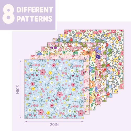 Aubliss 8pcs Fat Quarter Fabric Bundles (100% Cotton - 20'' x 20'') - color: Ditsy Floral