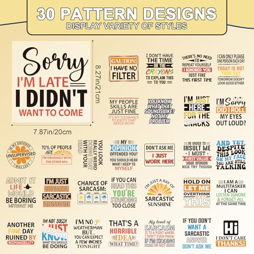 30 Pcs Sarcastic DTF Transfers Ready to Press Iron on Patches - color: Sarcastic Quotes