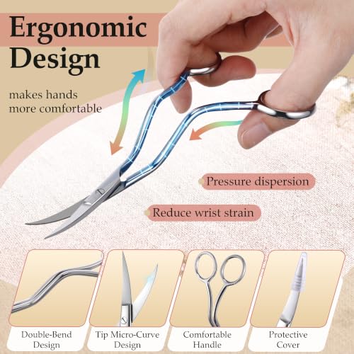 HappyAlley 6in Bent Handle Curved Embroidery Scissors, Applique Scissors